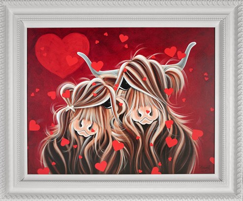Falling for Moo by Jennifer Hogwood - Framed Limited Edition on Canvas